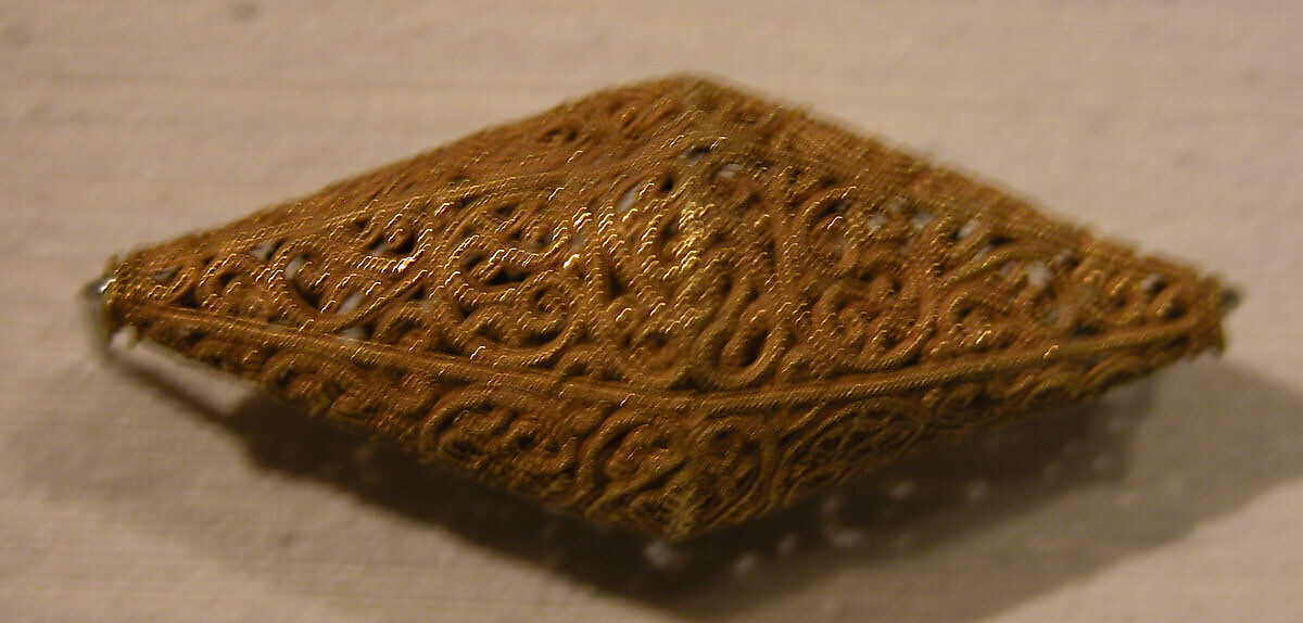 Biconical Bead with Scrolls, Gold; filigree and granulation