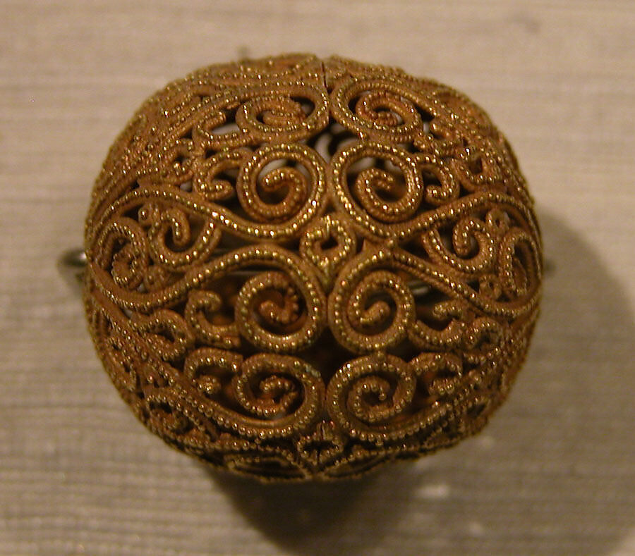 Spherical Bead, Gold; filigree and granulation