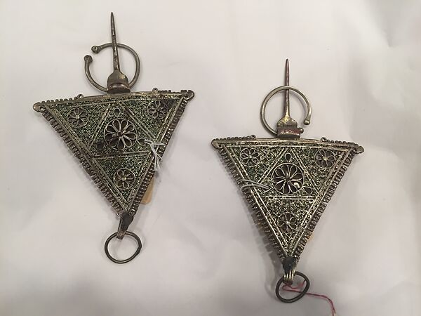 Fibula (One of a Pair), Silver, enamel, garnet