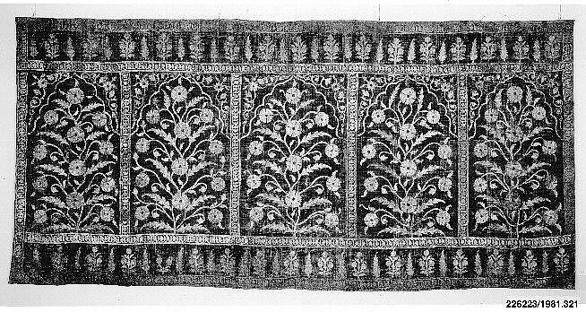 Floral Tent Panel, Silk, gold; cut velvet, painted