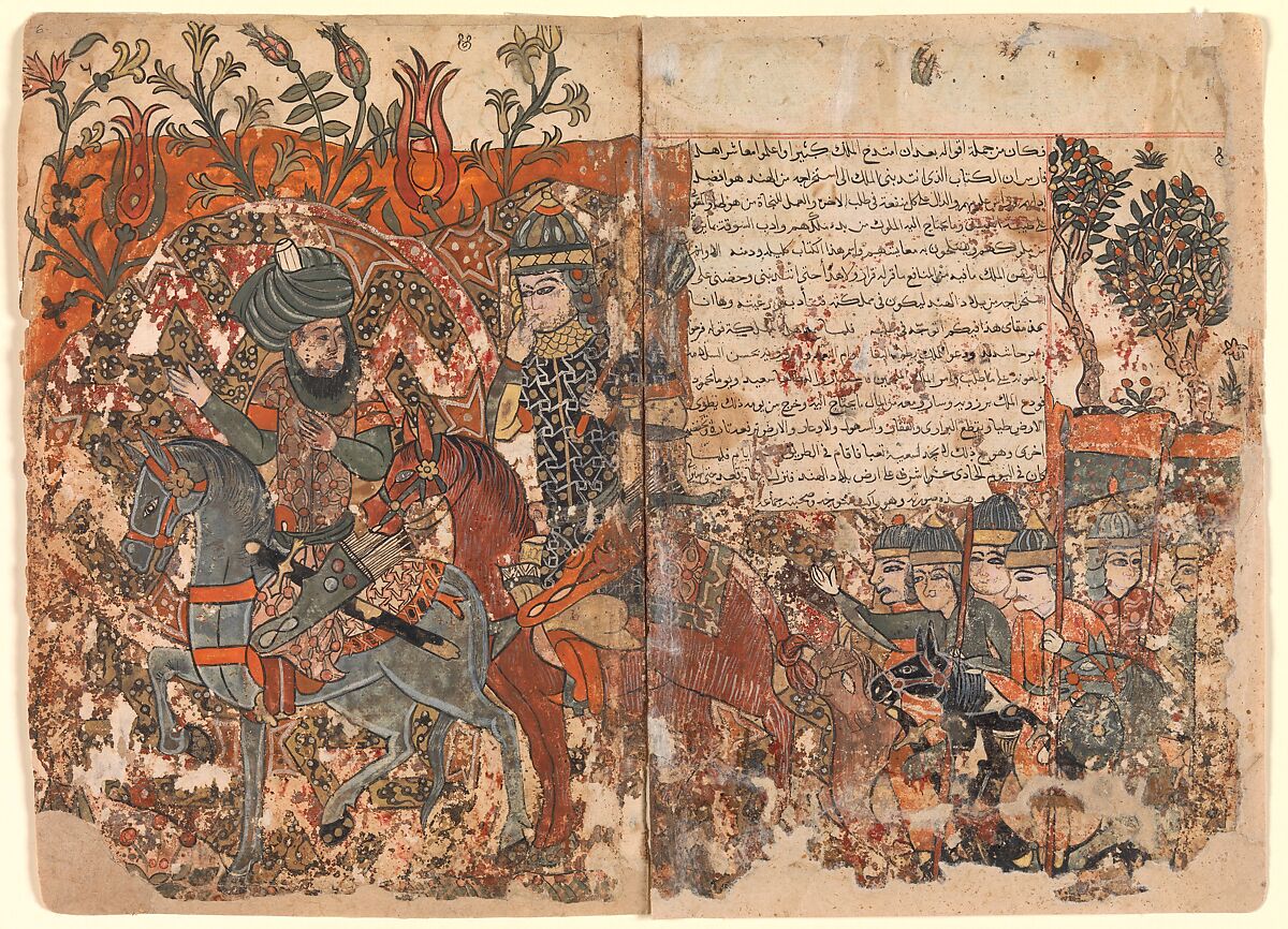 "Burzuya's Mission" Folio 5v, 6r from a Kalila Wa Dimna of Bidpai, Ink and opaque watercolor on paper