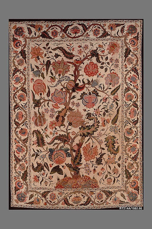 Bed Cover (Palampore), Cotton; plain weave, mordant painted and dyed, resist-dyed