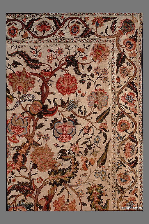 Bed Cover (Palampore), Cotton; plain weave, mordant painted and dyed, resist-dyed