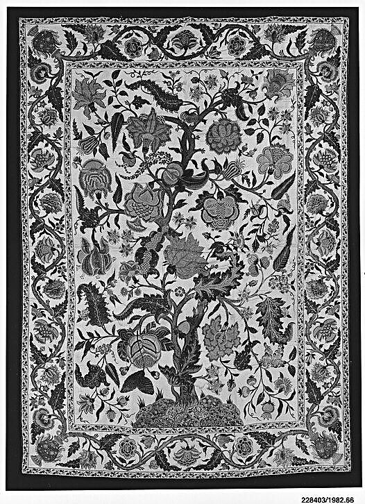 Bed Cover (Palampore), Cotton; plain weave, mordant painted and dyed, resist-dyed