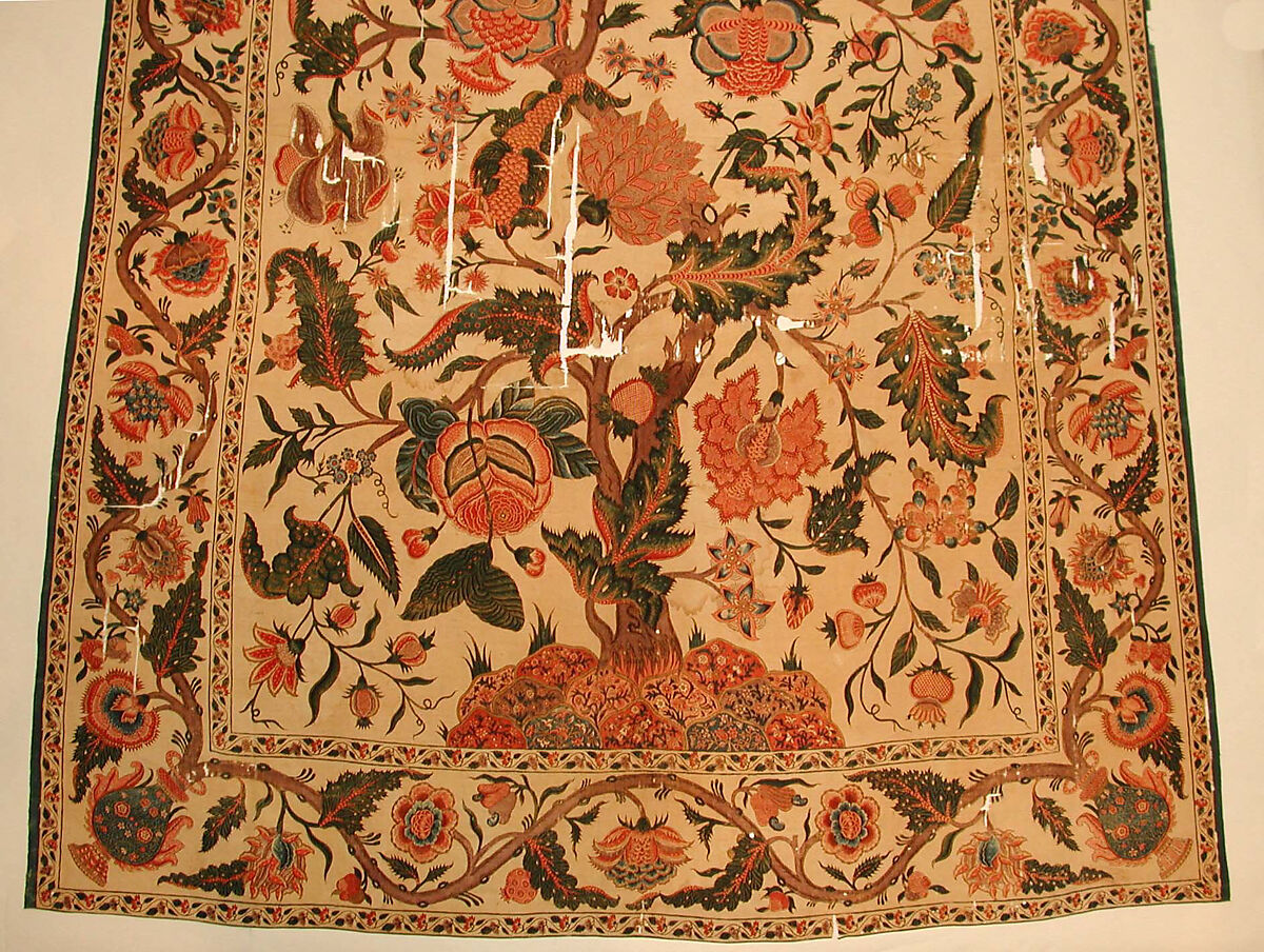 Bed Cover (Palampore), Cotton; plain weave, mordant painted and dyed, resist-dyed