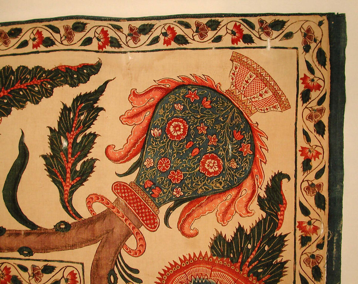 Bed Cover (Palampore), Cotton; plain weave, mordant painted and dyed, resist-dyed