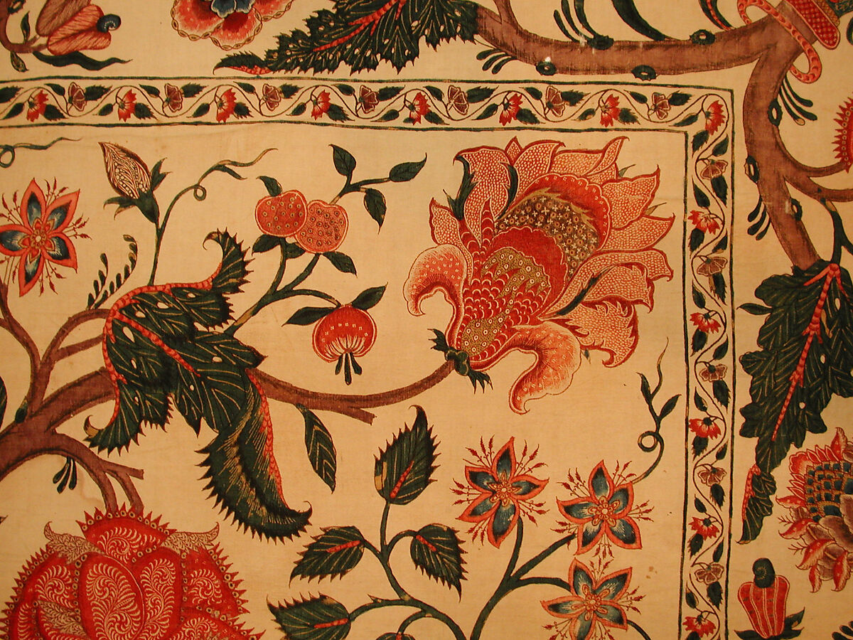 Bed Cover (Palampore), Cotton; plain weave, mordant painted and dyed, resist-dyed