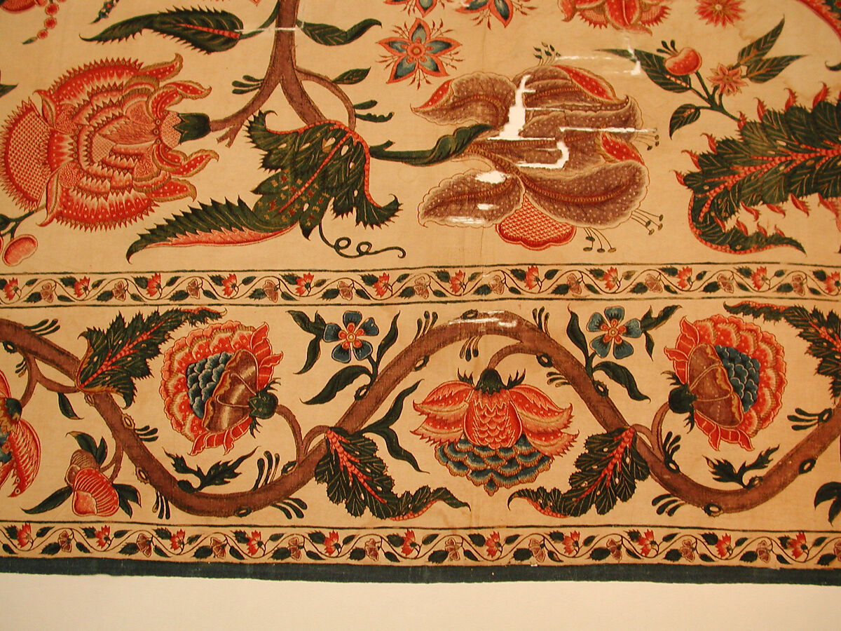 Bed Cover (Palampore), Cotton; plain weave, mordant painted and dyed, resist-dyed