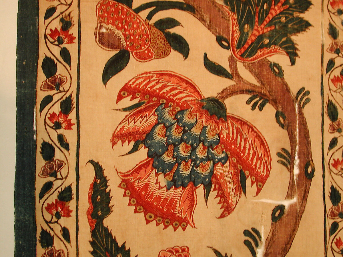 Bed Cover (Palampore), Cotton; plain weave, mordant painted and dyed, resist-dyed