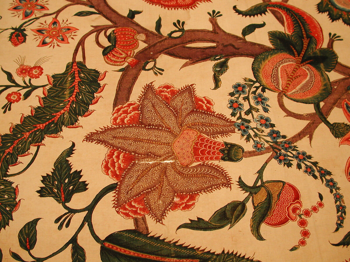 Bed Cover (Palampore), Cotton; plain weave, mordant painted and dyed, resist-dyed