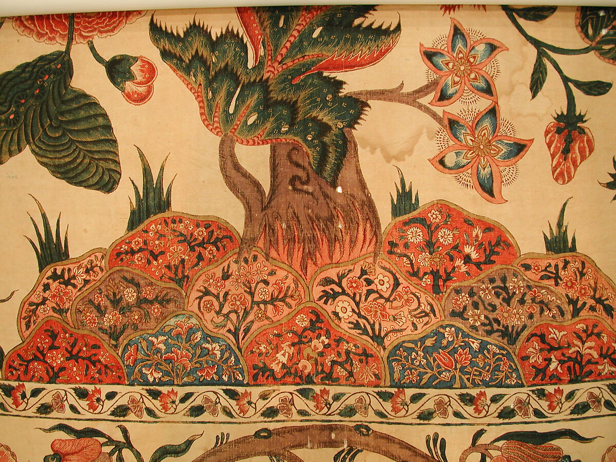 Bed Cover (Palampore), Cotton; plain weave, mordant painted and dyed, resist-dyed