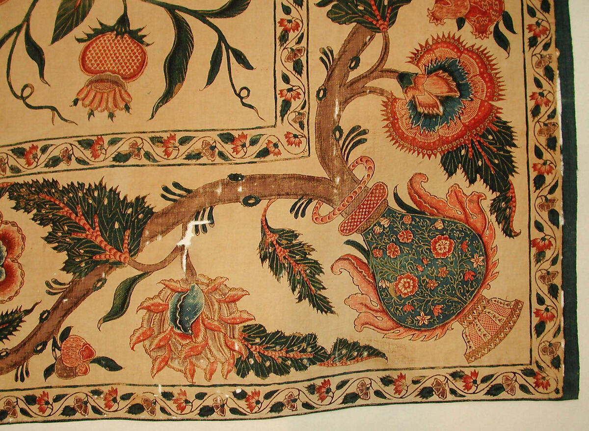 Bed Cover (Palampore), Cotton; plain weave, mordant painted and dyed, resist-dyed