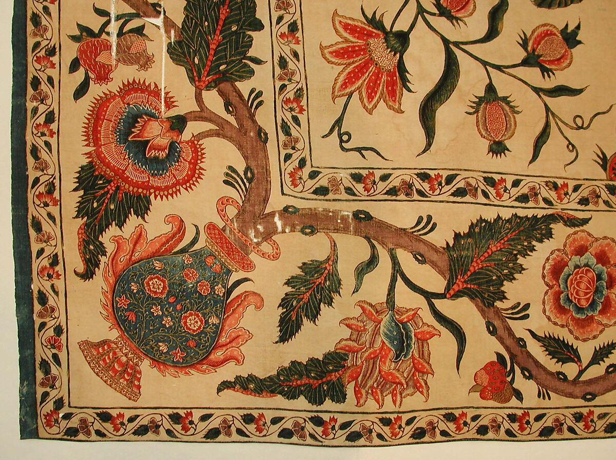 Bed Cover (Palampore), Cotton; plain weave, mordant painted and dyed, resist-dyed