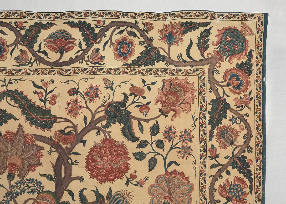 Bed Cover (Palampore), Cotton; plain weave, mordant painted and dyed, resist-dyed