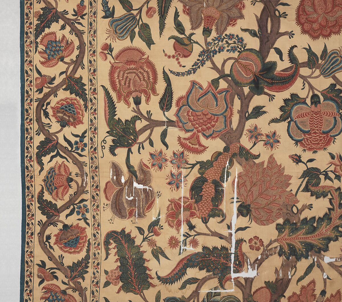 Bed Cover (Palampore), Cotton; plain weave, mordant painted and dyed, resist-dyed