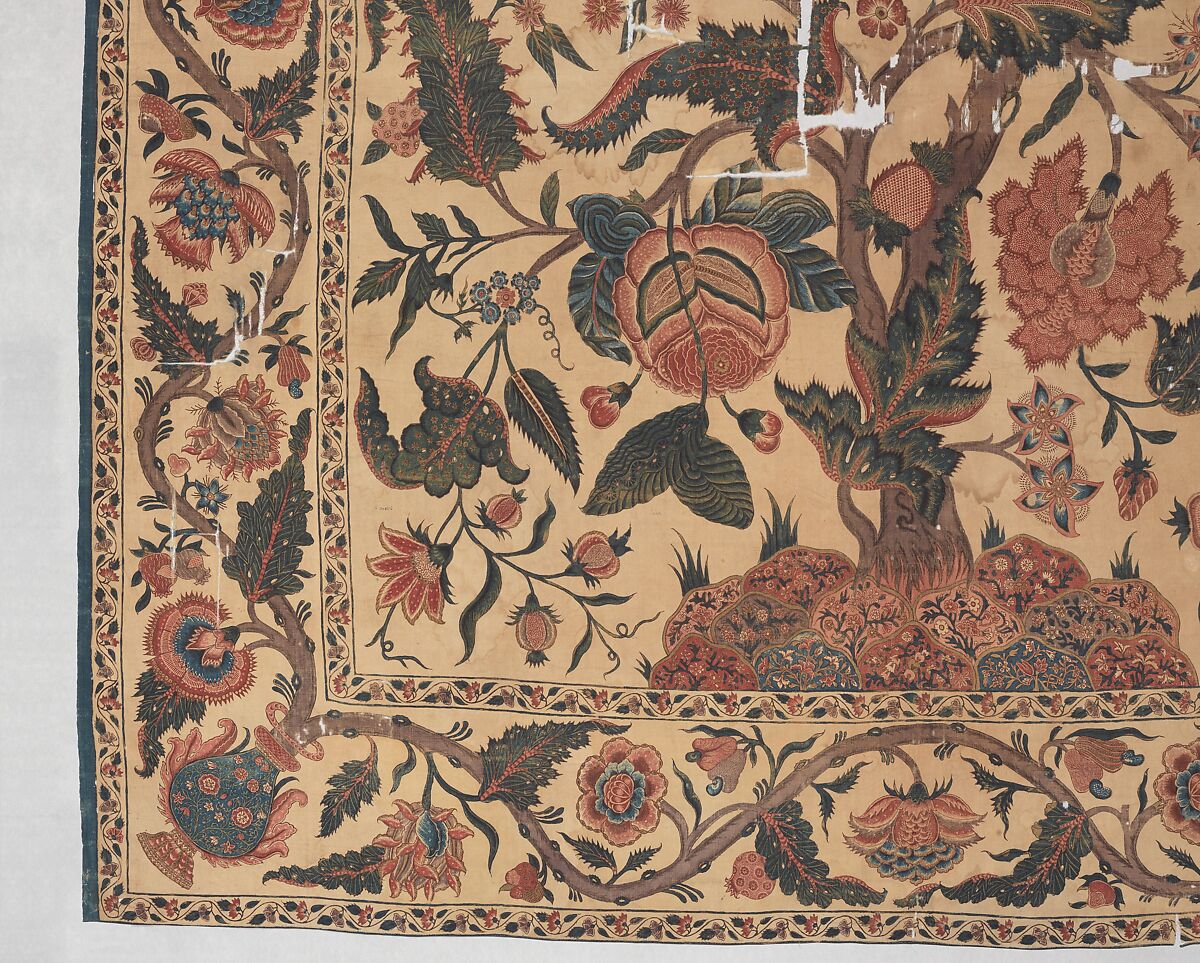 Bed Cover (Palampore), Cotton; plain weave, mordant painted and dyed, resist-dyed