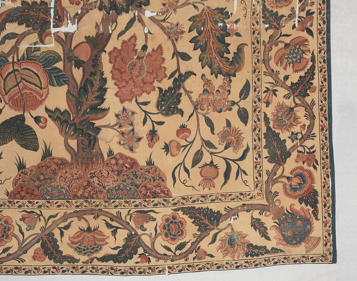 Bed Cover (Palampore), Cotton; plain weave, mordant painted and dyed, resist-dyed