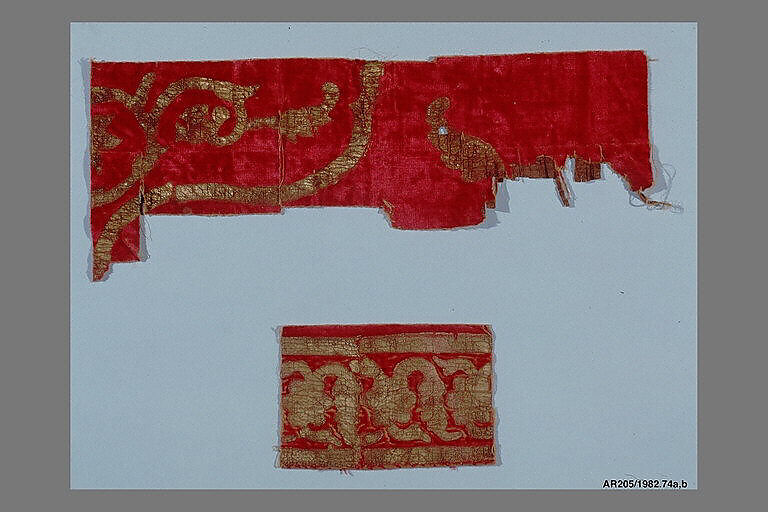 Textile Fragments, Velvet; silk and gold leaf 