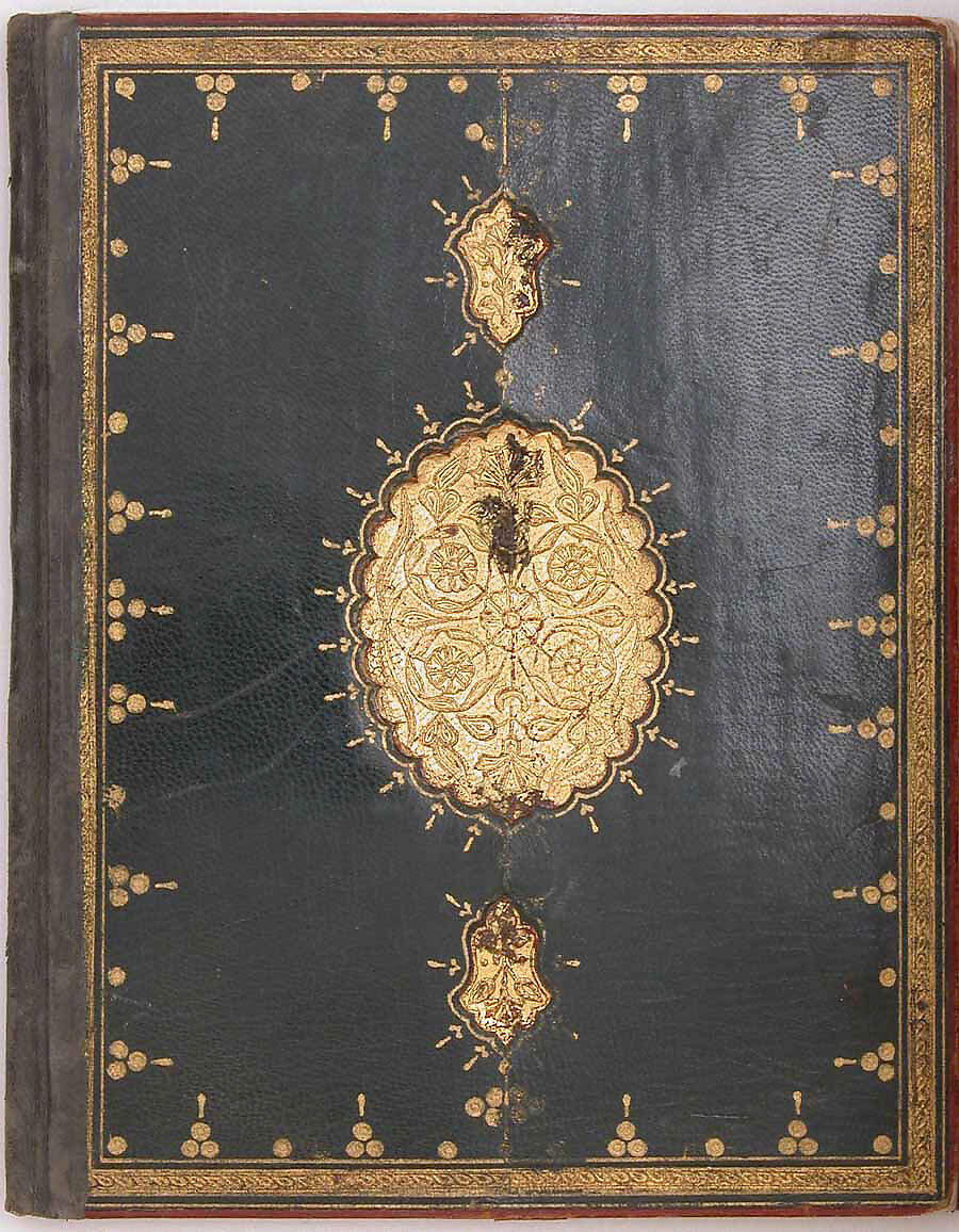 A Manuscript of Five Sections of a Qur'an, Ink, opaque watercolor, and gold on paper; leather binding, stamped and gilded