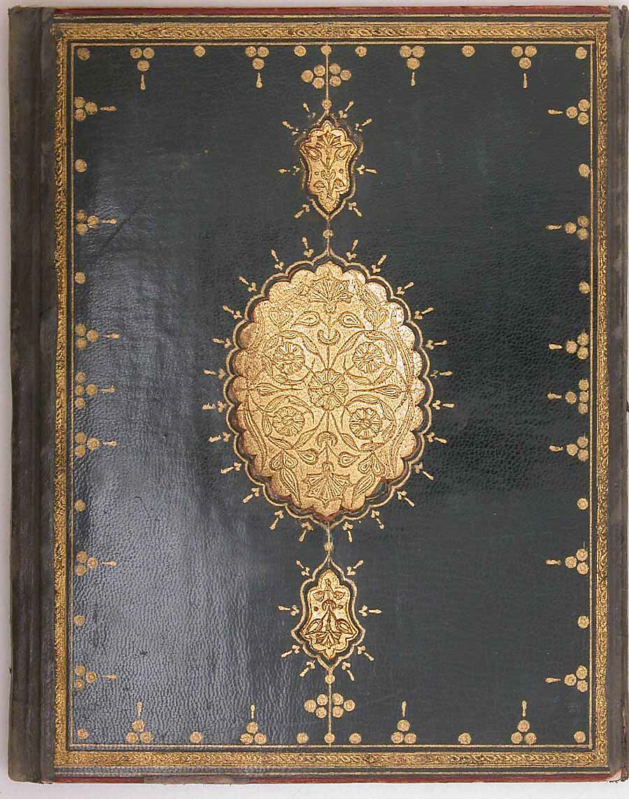 A Manuscript of Five Sections of a Qur'an, Ink, opaque watercolor, and gold on paper; leather binding, stamped and gilded