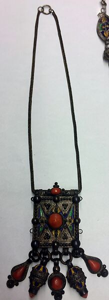 Amulet Case, SIlver, enamel, coral