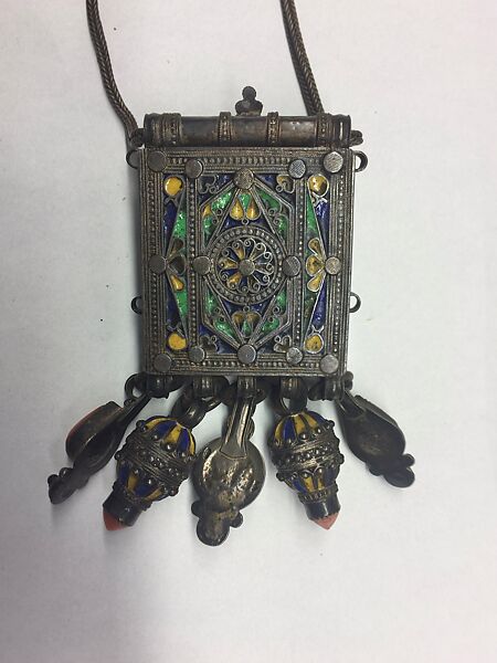 Amulet Case, SIlver, enamel, coral