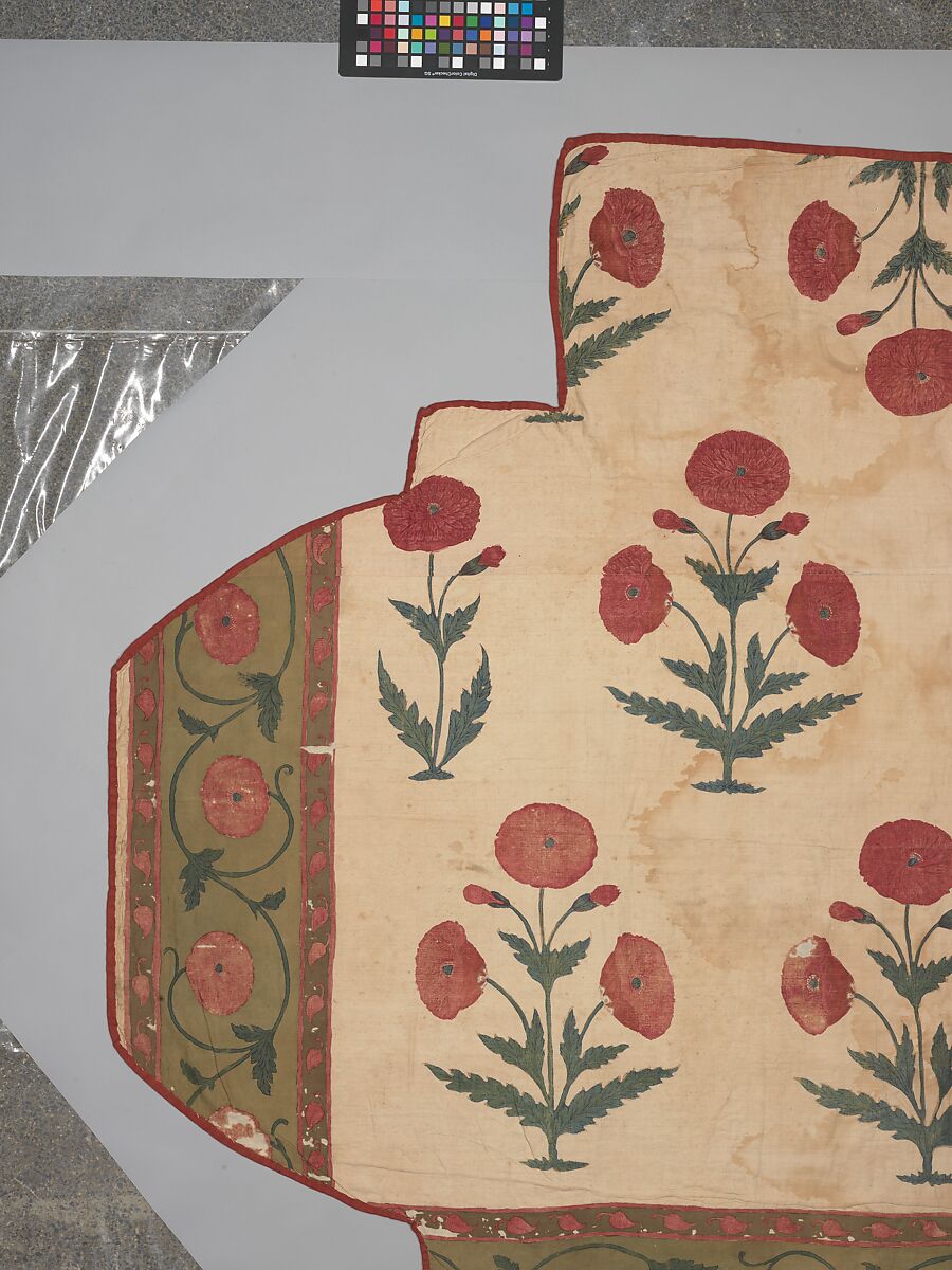 Fragment of a Floorspread, Cotton; plain weave, mordant-painted and dyed, resist-dyed