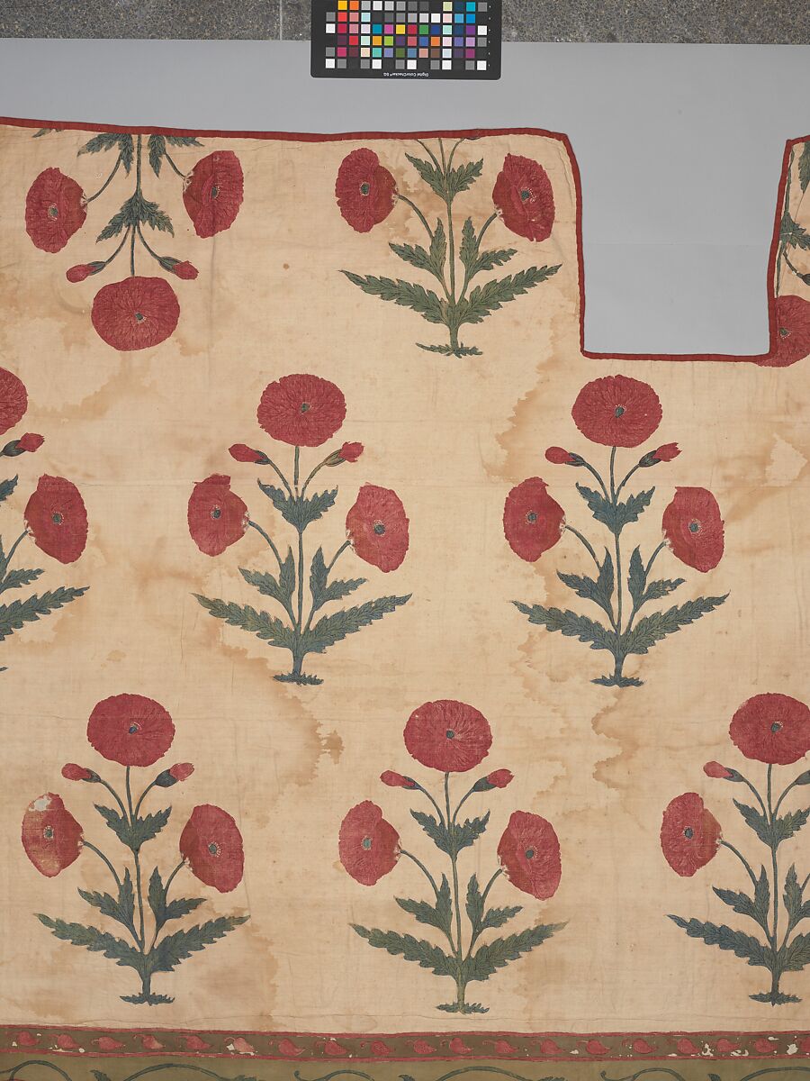 Fragment of a Floorspread, Cotton; plain weave, mordant-painted and dyed, resist-dyed