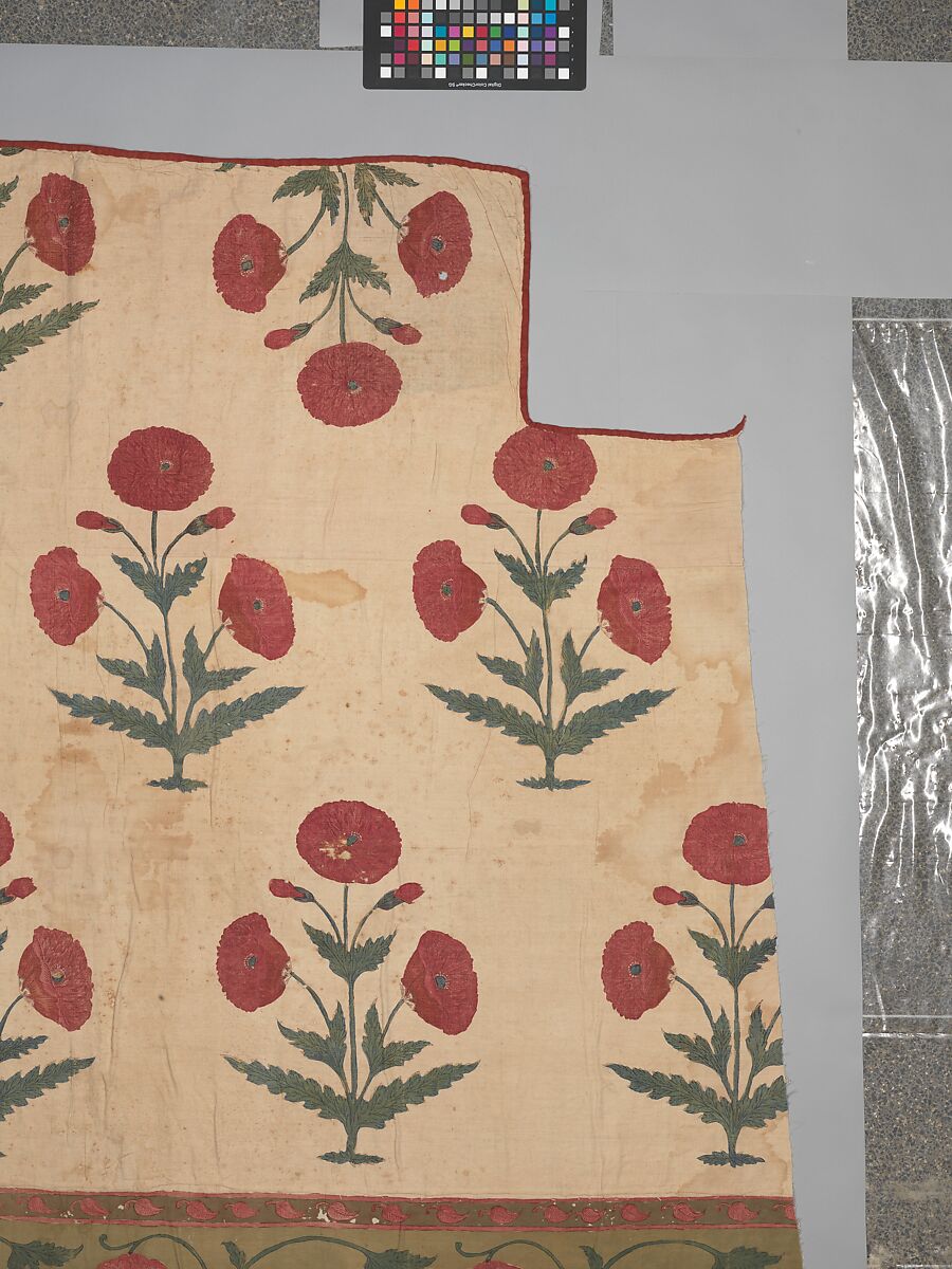 Fragment of a Floorspread, Cotton; plain weave, mordant-painted and dyed, resist-dyed