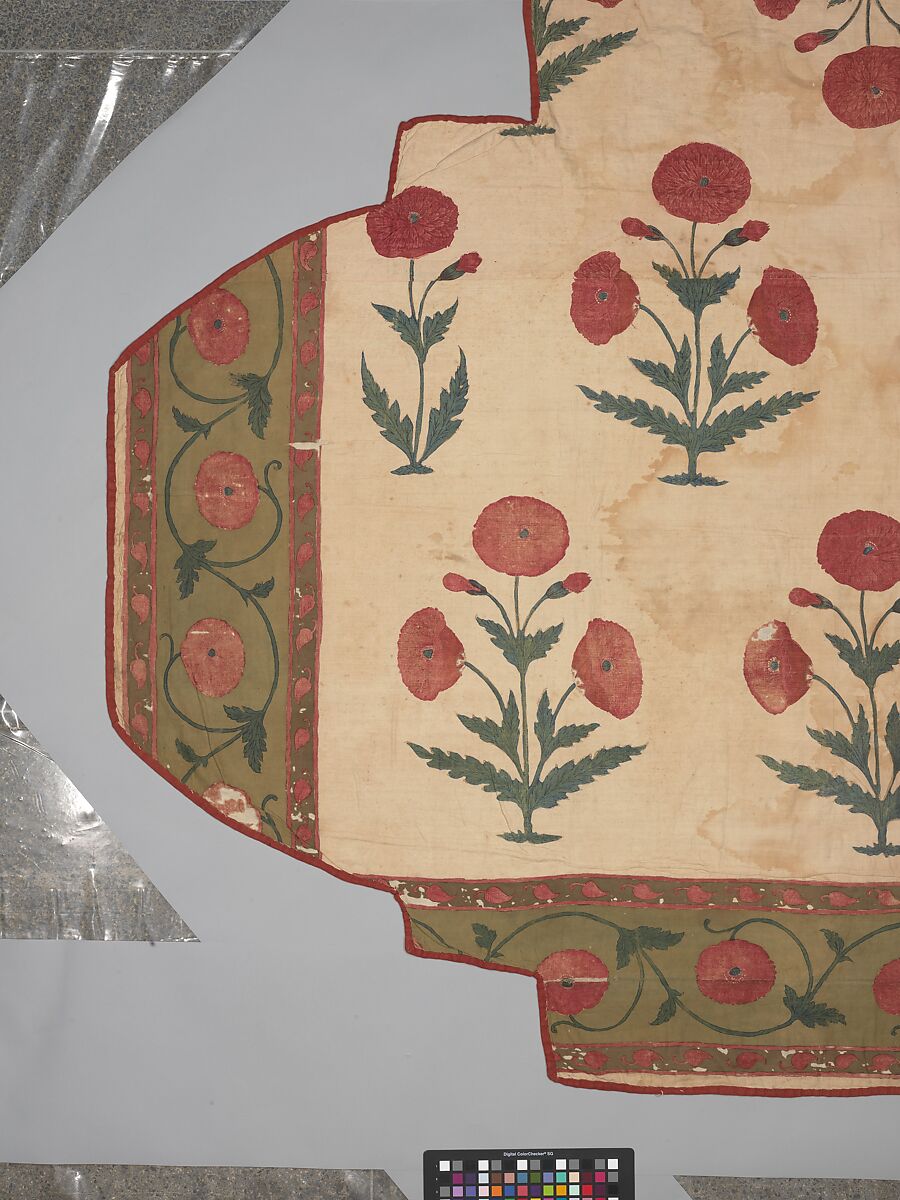 Fragment of a Floorspread, Cotton; plain weave, mordant-painted and dyed, resist-dyed