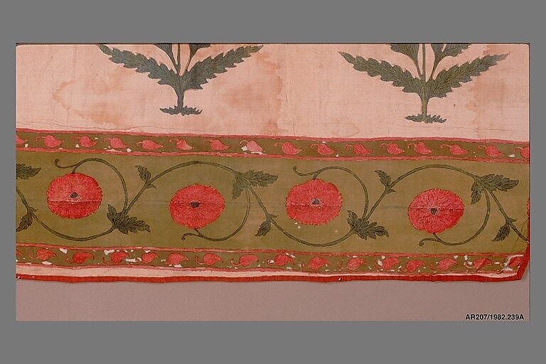 Fragment of a Floorspread, Cotton; plain weave, mordant-painted and dyed, resist-dyed