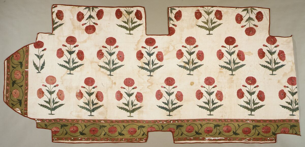 Fragment of a Floorspread, Cotton; plain weave, mordant-painted and dyed, resist-dyed