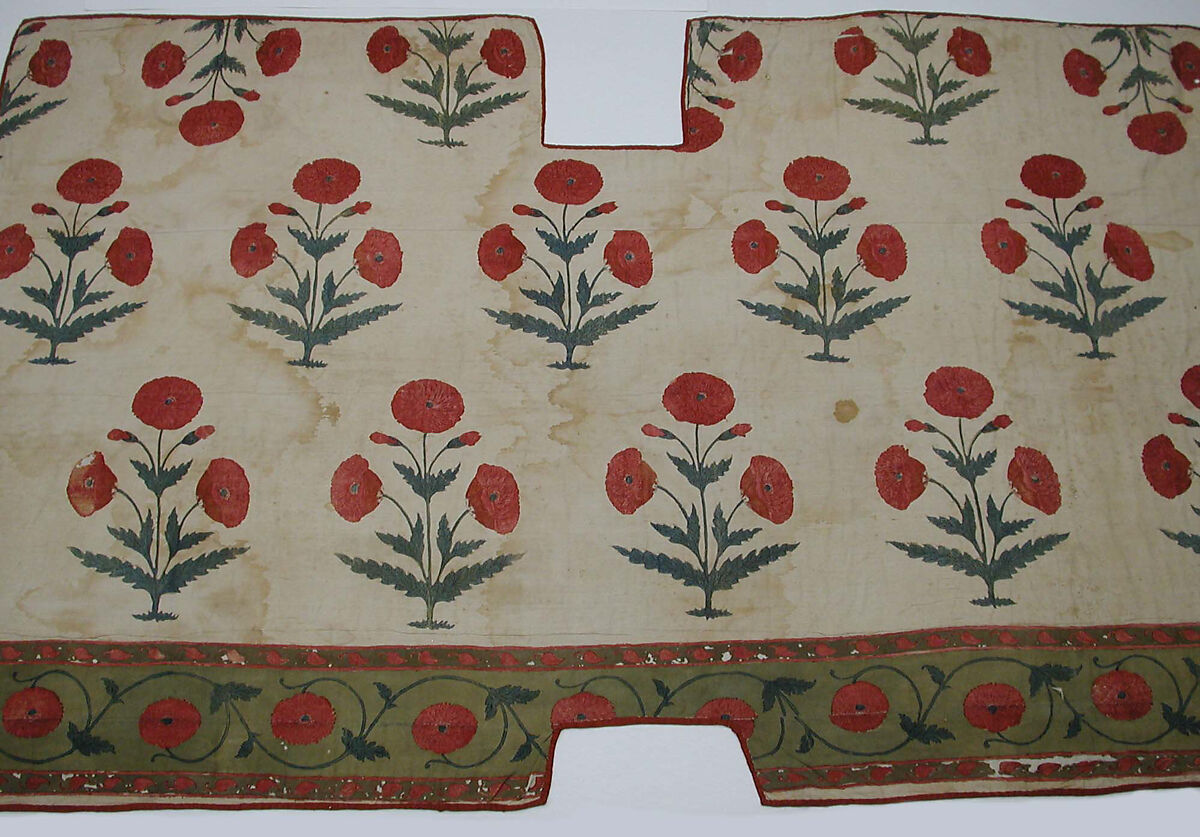 Fragment of a Floorspread, Cotton; plain weave, mordant-painted and dyed, resist-dyed