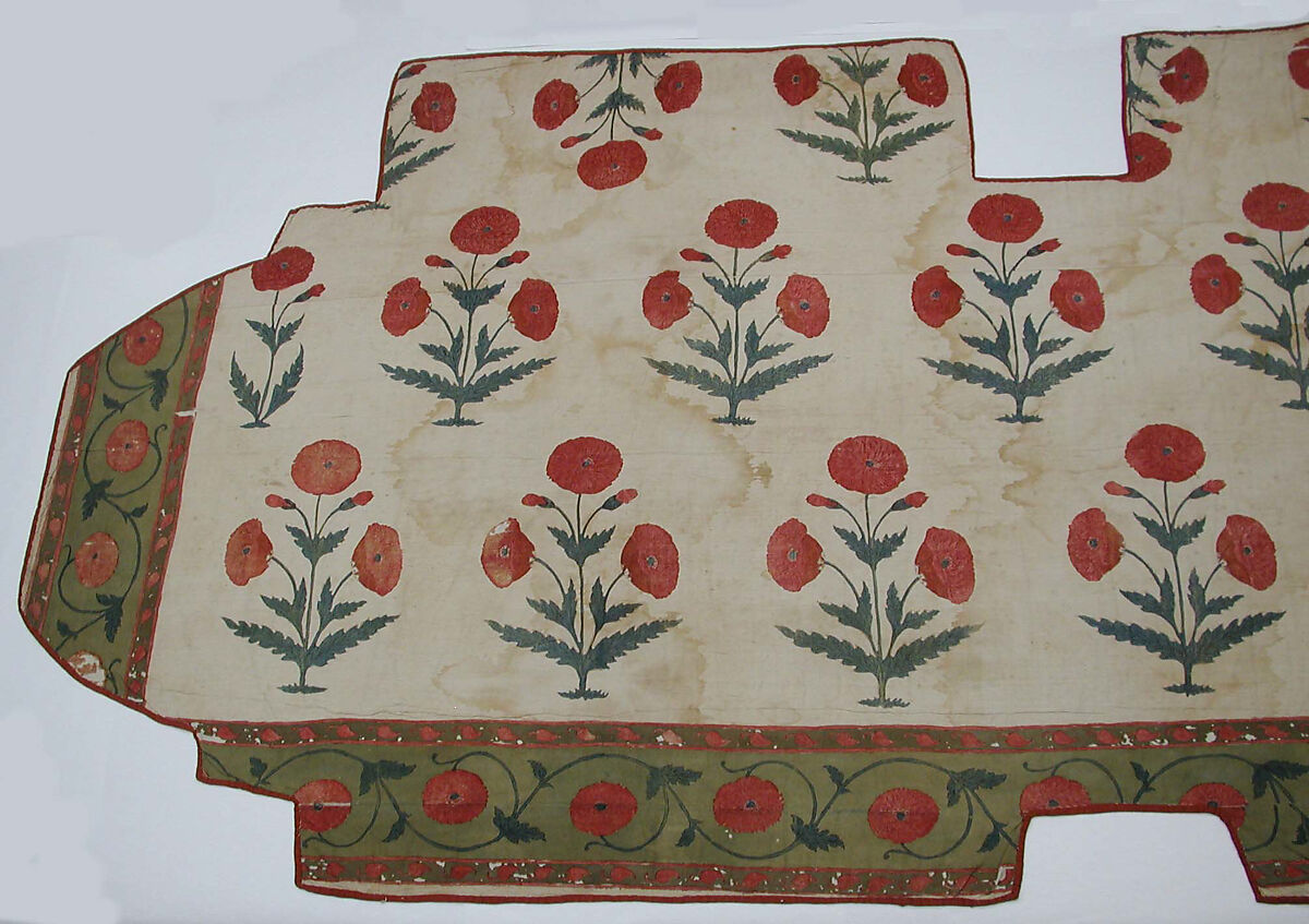 Fragment of a Floorspread, Cotton; plain weave, mordant-painted and dyed, resist-dyed