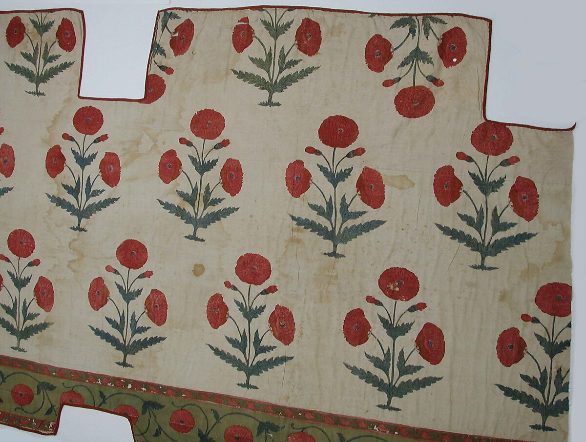 Fragment of a Floorspread, Cotton; plain weave, mordant-painted and dyed, resist-dyed