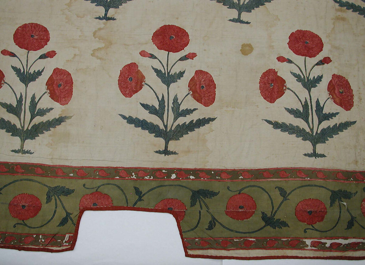 Fragment of a Floorspread, Cotton; plain weave, mordant-painted and dyed, resist-dyed