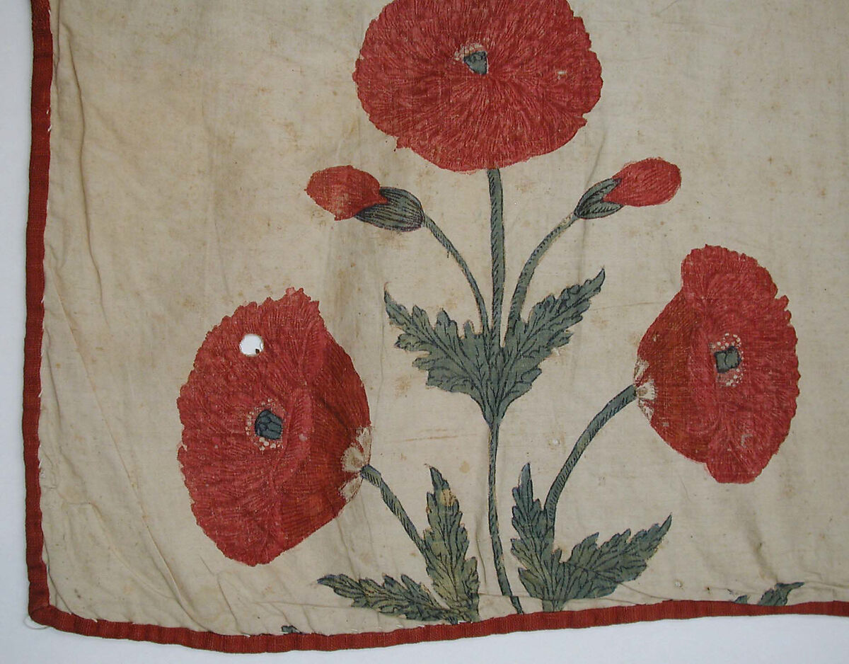 Fragment of a Floorspread, Cotton; plain weave, mordant-painted and dyed, resist-dyed