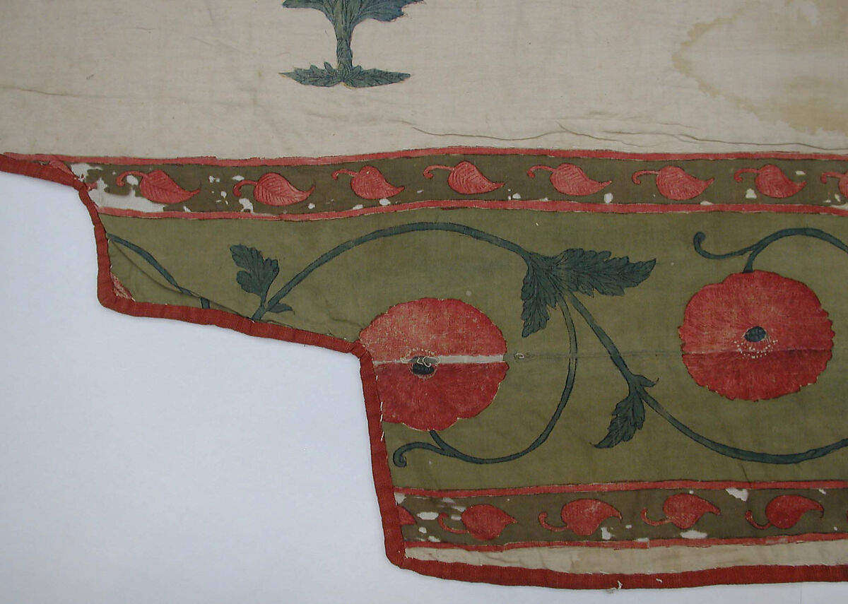 Fragment of a Floorspread, Cotton; plain weave, mordant-painted and dyed, resist-dyed