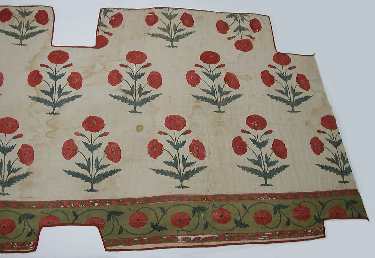 Fragment of a Floorspread, Cotton; plain weave, mordant-painted and dyed, resist-dyed