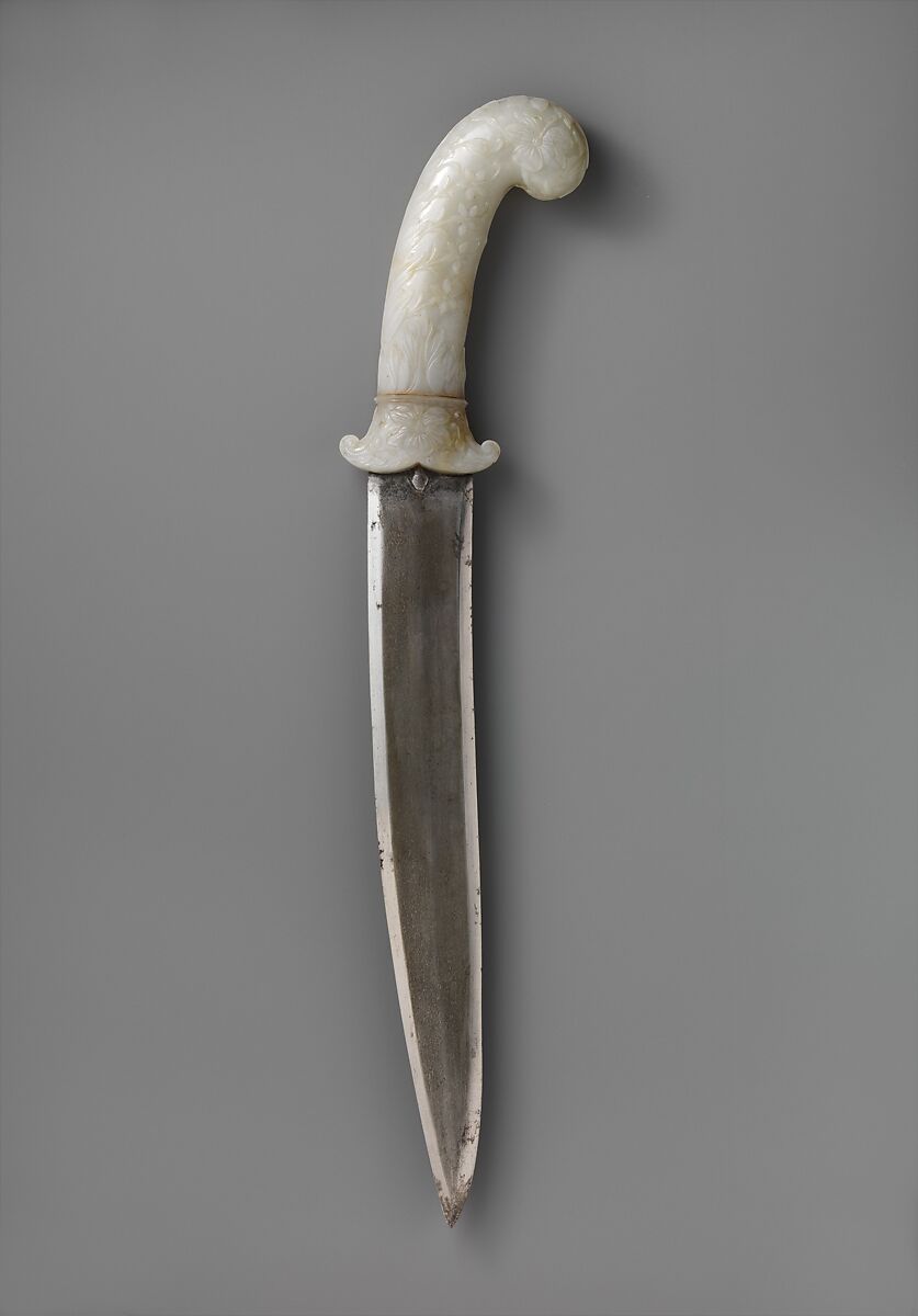 Dagger with Hilt of Leafy Plants, Hilt: Nephrite<br/>Blade: Watered steel