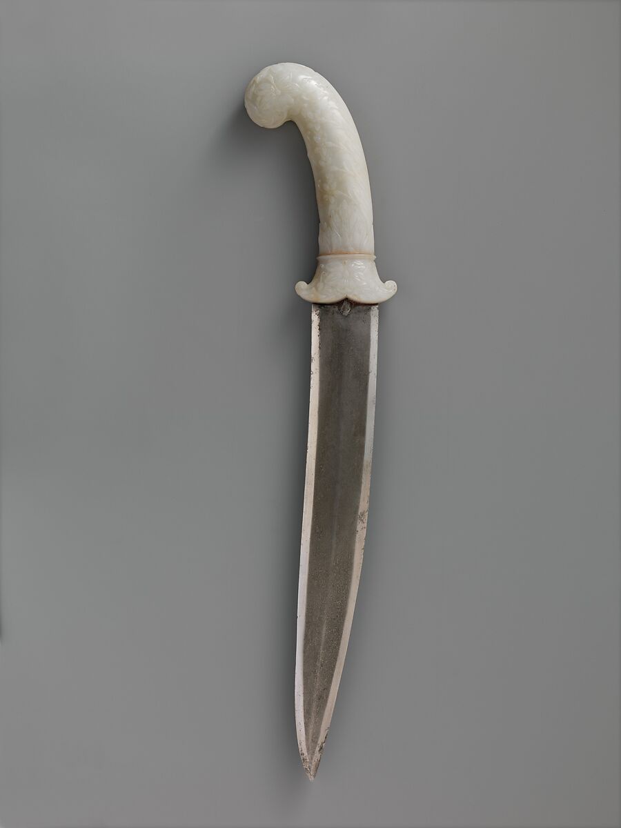 Dagger with Hilt of Leafy Plants, Hilt: Nephrite
Blade: Watered steel