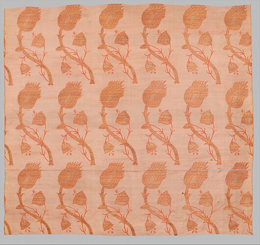 Textile Fragment with a Repeating Pattern of Interlocked Tulips and Poppies