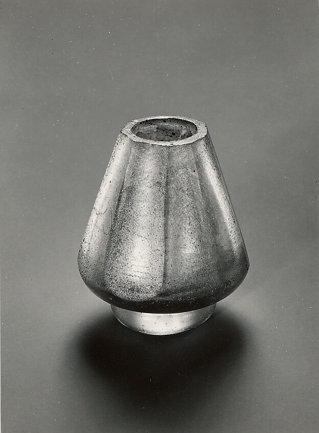 Bottle, Glass; blown, cut; tooled on the pontil