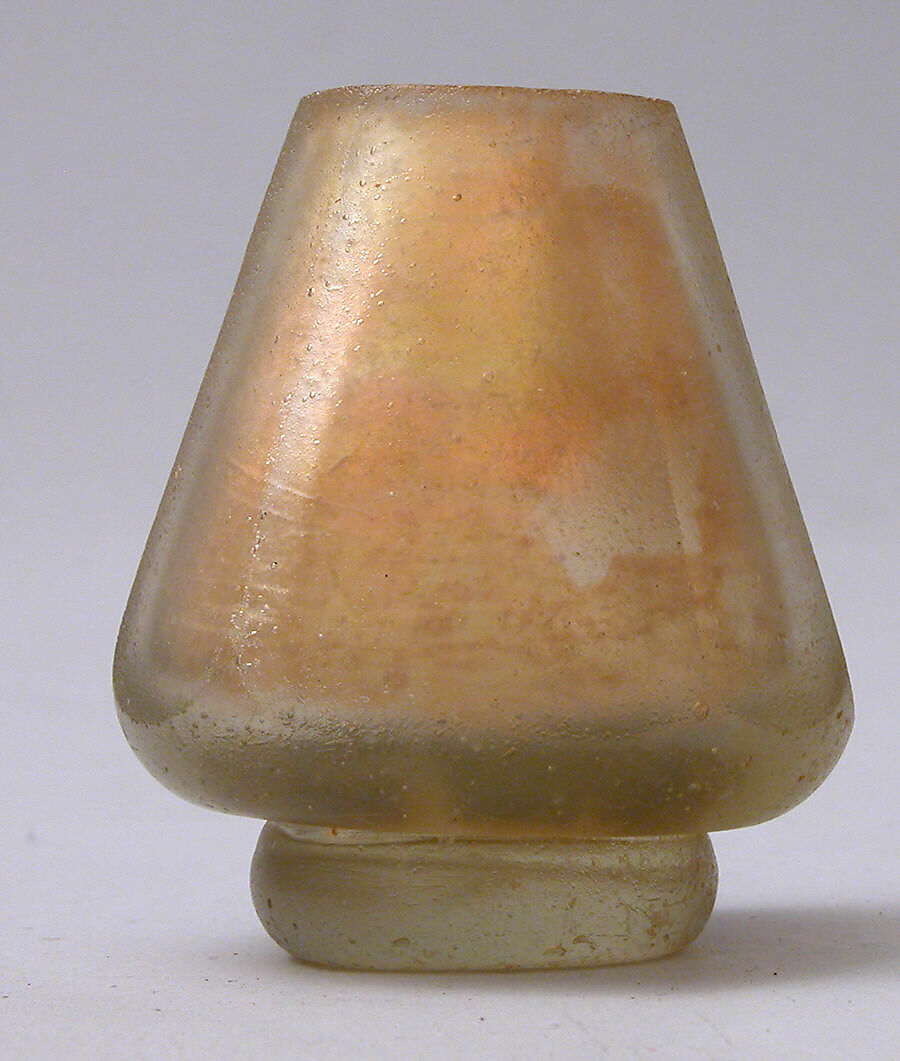 Bottle, Glass; blown, cut; tooled on the pontil