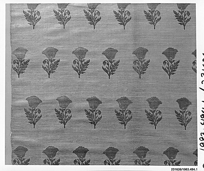 Length of Fabric for Clothing, Metal wrapped thread, silk; twill weave, brocaded