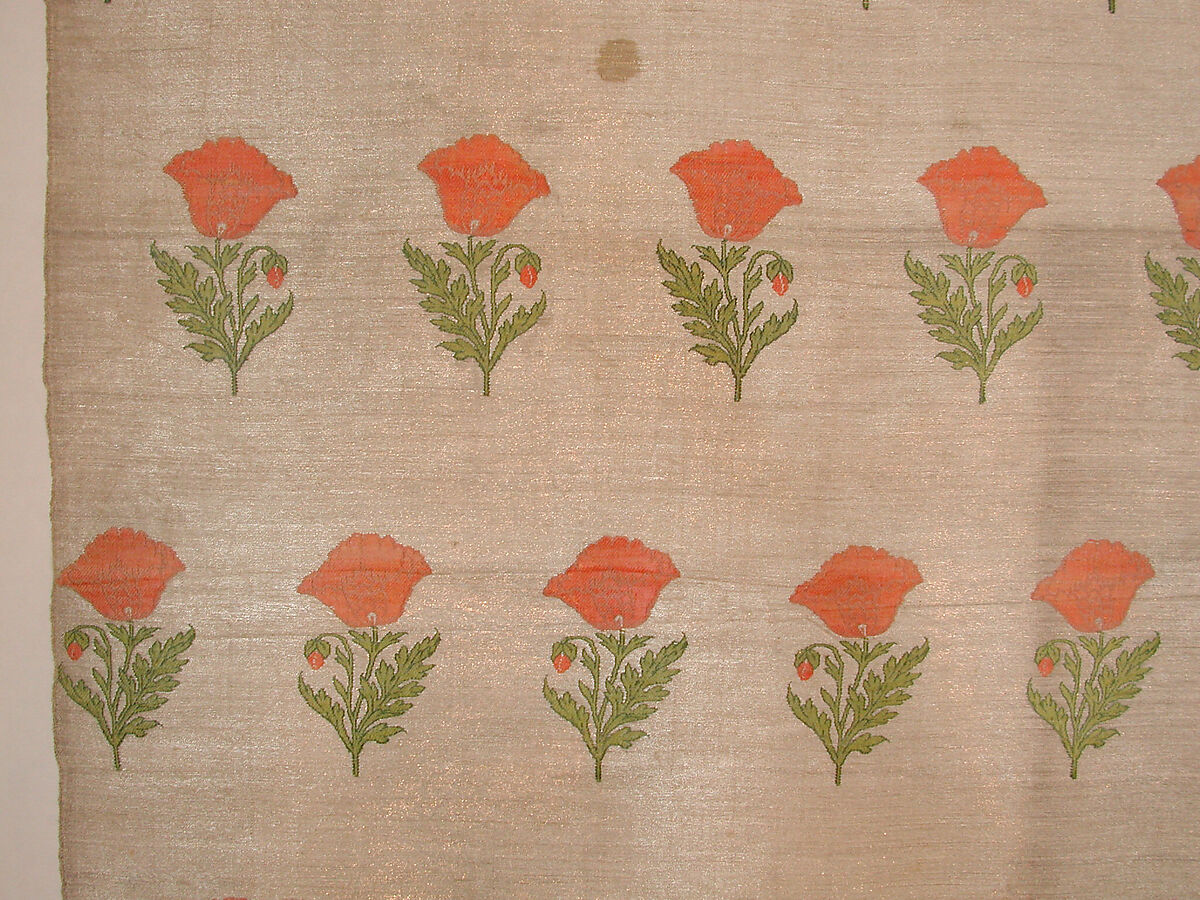 Length of Fabric for Clothing, Metal wrapped thread, silk; twill weave, brocaded