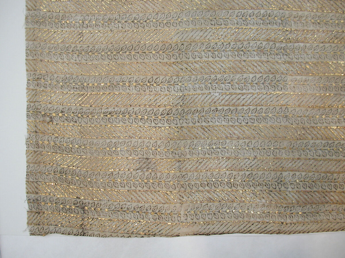 Textile Fragment, Cotton; painted and applied gold leaf