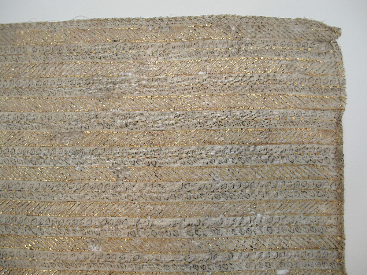 Textile Fragment, Cotton; painted and applied gold leaf
