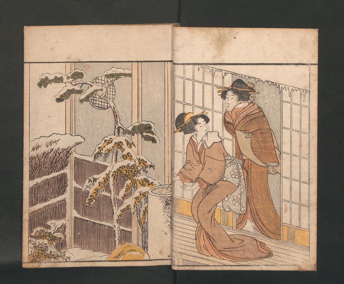 Picture Book of Flowers of the Four Seasons (Ehon shiki no hana) 絵本四季花, Kitagawa Utamaro 喜多川歌麿 (Japanese, ca. 1754–1806), Set of two polychrome woodblock printed books; ink and color on paper, Japan