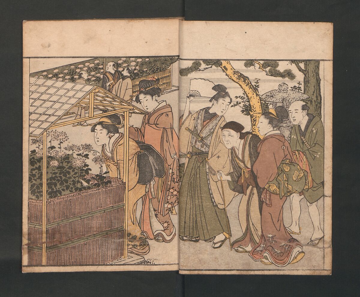 Picture Book of Flowers of the Four Seasons (Ehon shiki no hana) 絵本四季花, Kitagawa Utamaro 喜多川歌麿 (Japanese, ca. 1754–1806), Set of two polychrome woodblock printed books; ink and color on paper, Japan